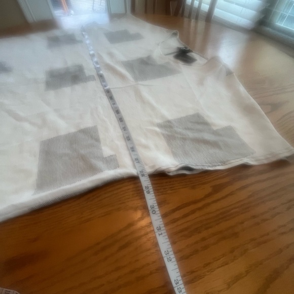 NWT My Soul Danish Luxury Brand Square Stitch Hi-Lo White Top Minimalist Style - Picture 3 of 8